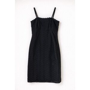 Style&Co early 2000's Black Eyelet Spaghetti Strap knee length Dress Size 6